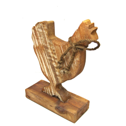 Kogut Kura z drewna z recyclingu Brązowo-Beżowa